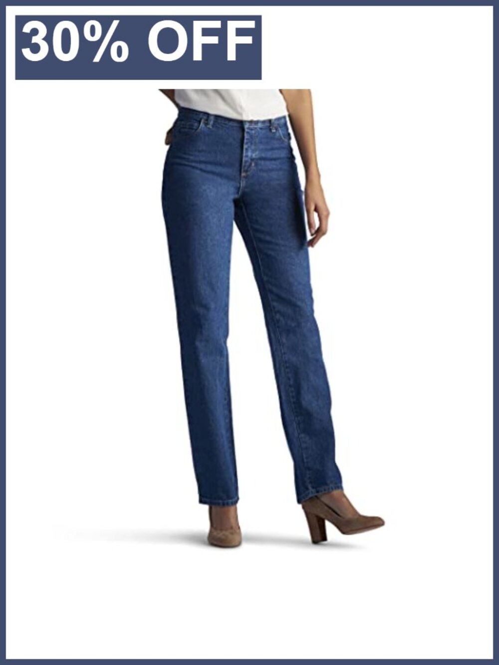 Lee Relaxed Fit All Cotton Straight Leg Jeans Mid Rise